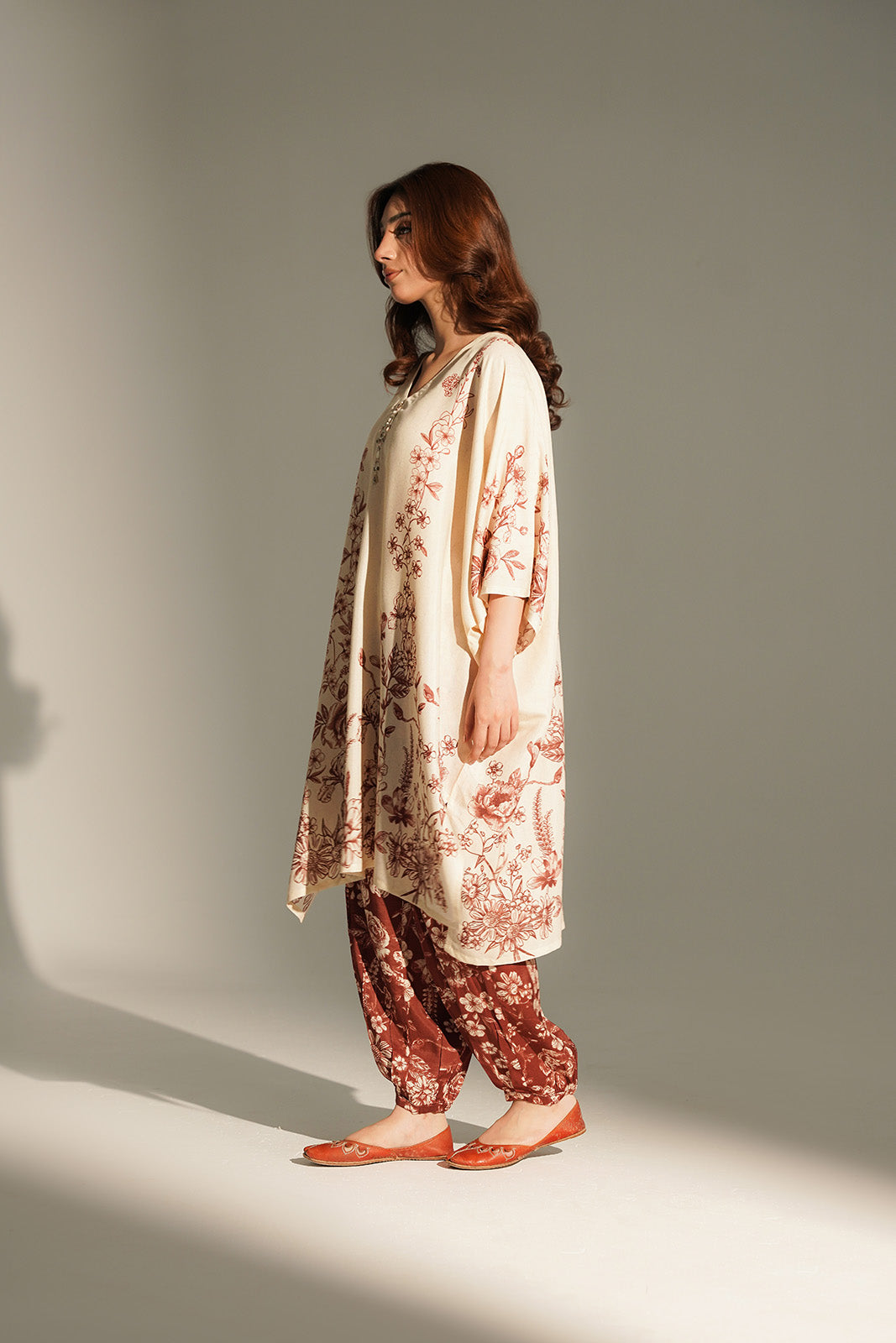 2 Piece Printed Raw Silk Printed Suit (FS0148)
