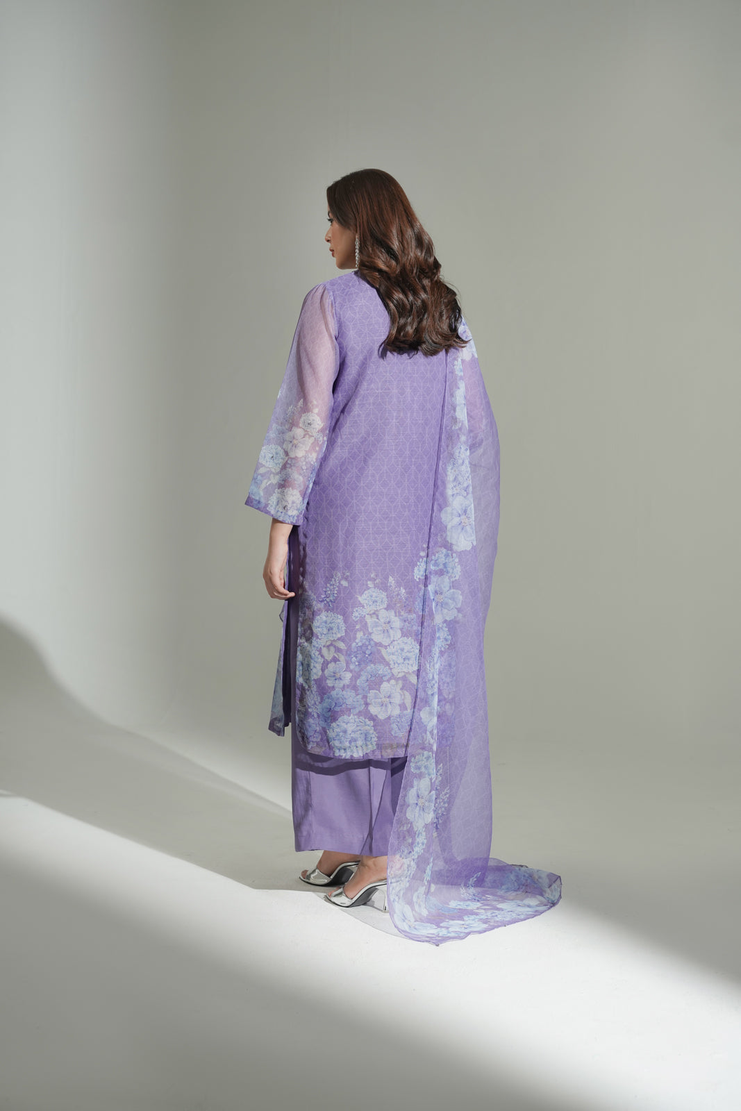 3 Piece Net Printed Embroidered Suit (FS0176)