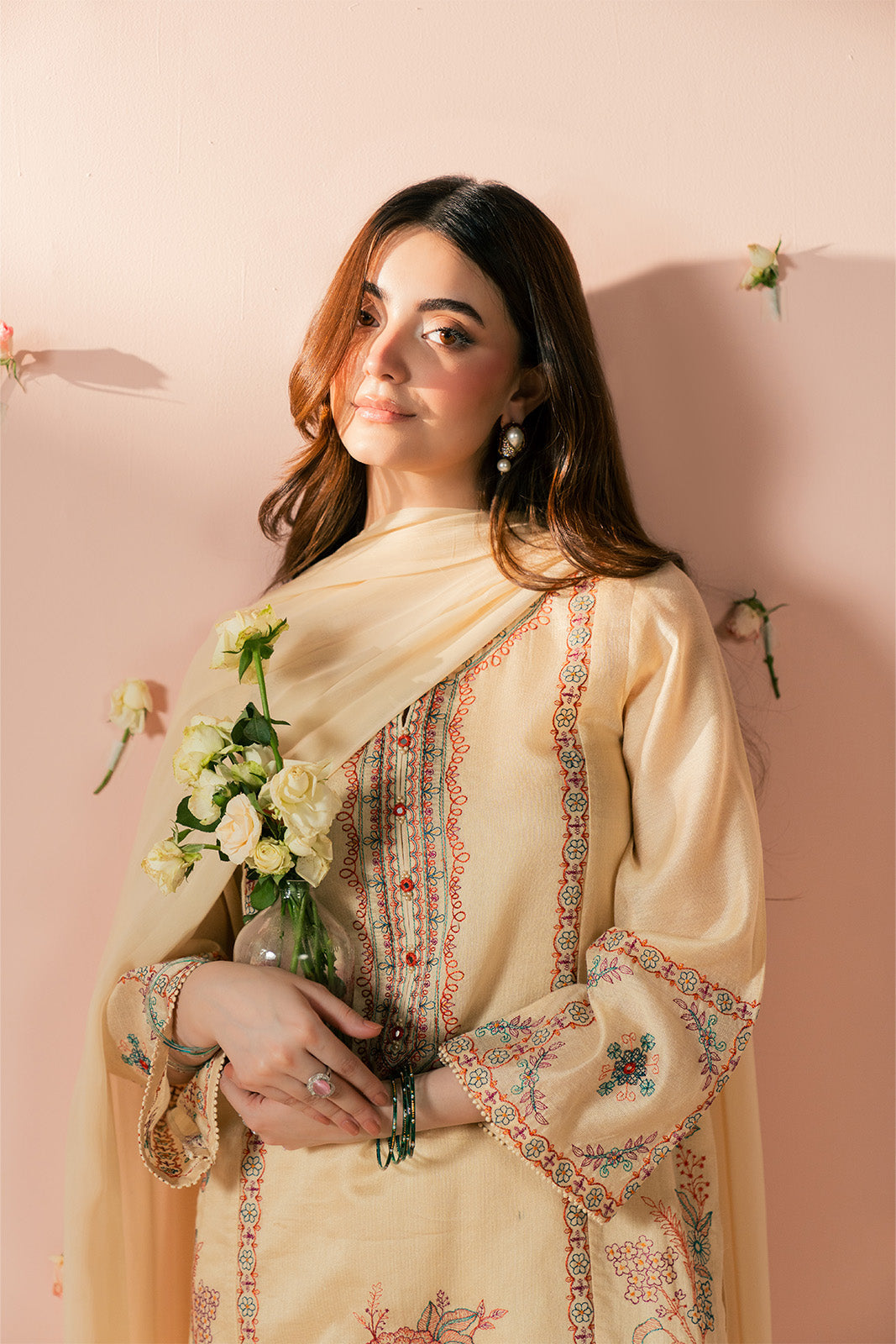 3 Piece Viscose Khadi Net Embroidered Suit (FS0181)