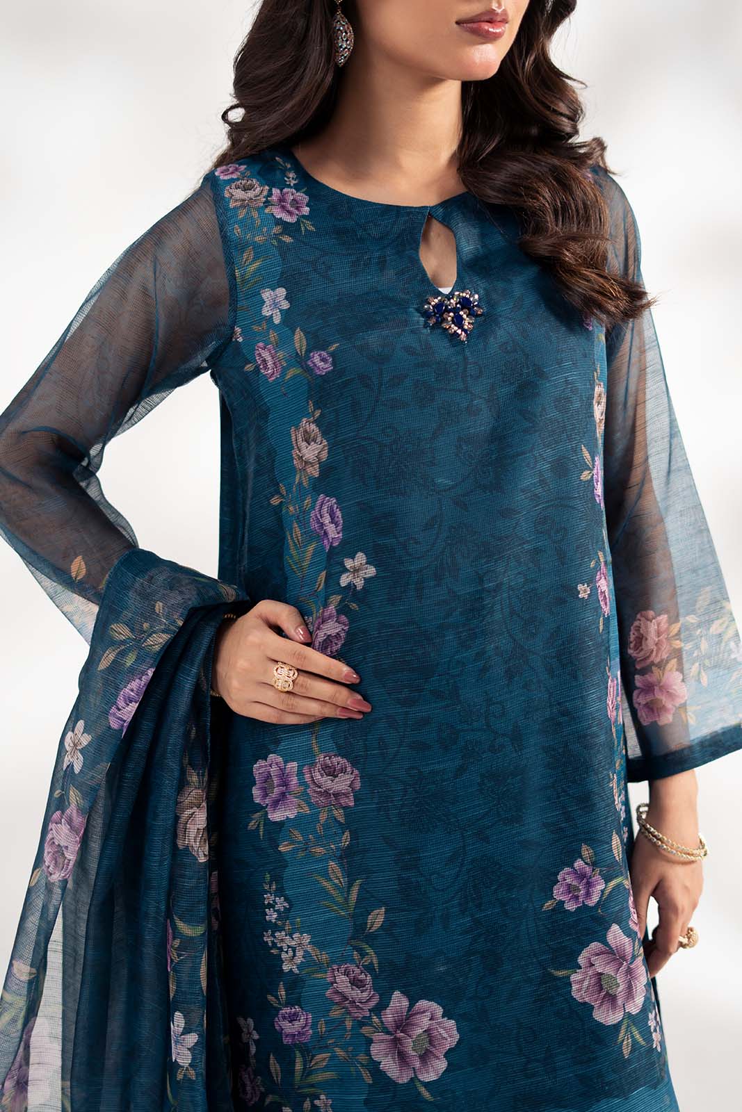 3 Piece Net Printed Suit (FS0216)