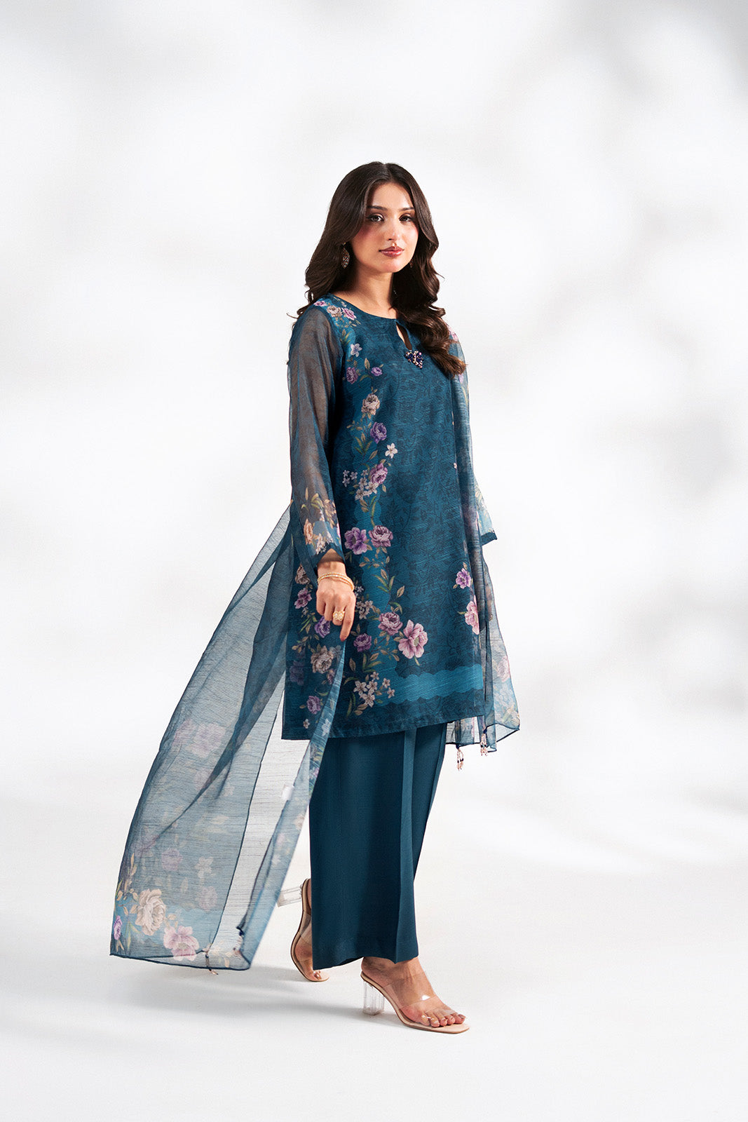 3 Piece Net Printed Suit (FS0216)