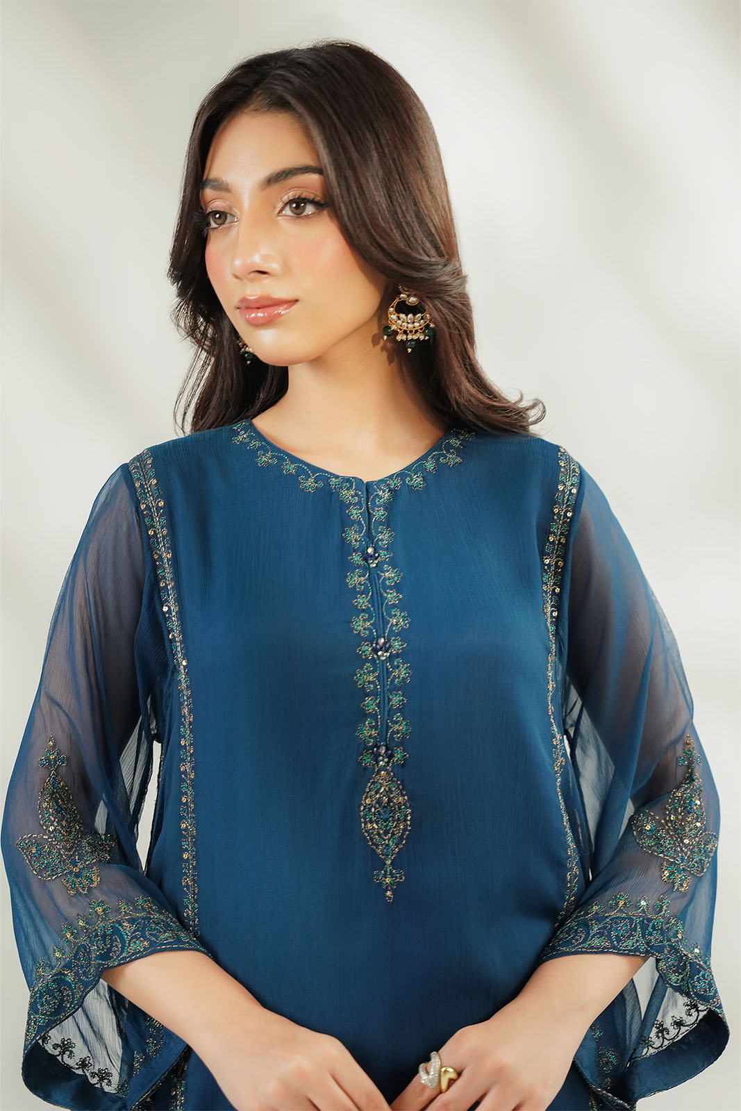 2 Piece Chiffon Embroidered Suit (FS0218)