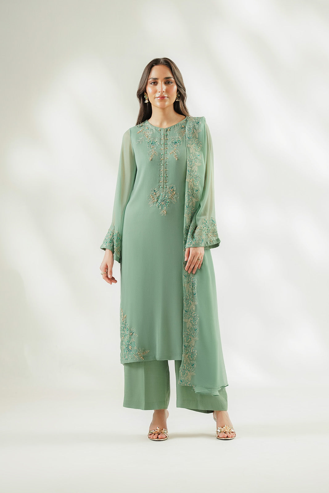 3 Piece Chiffon Embroidered Suit (FS0220)