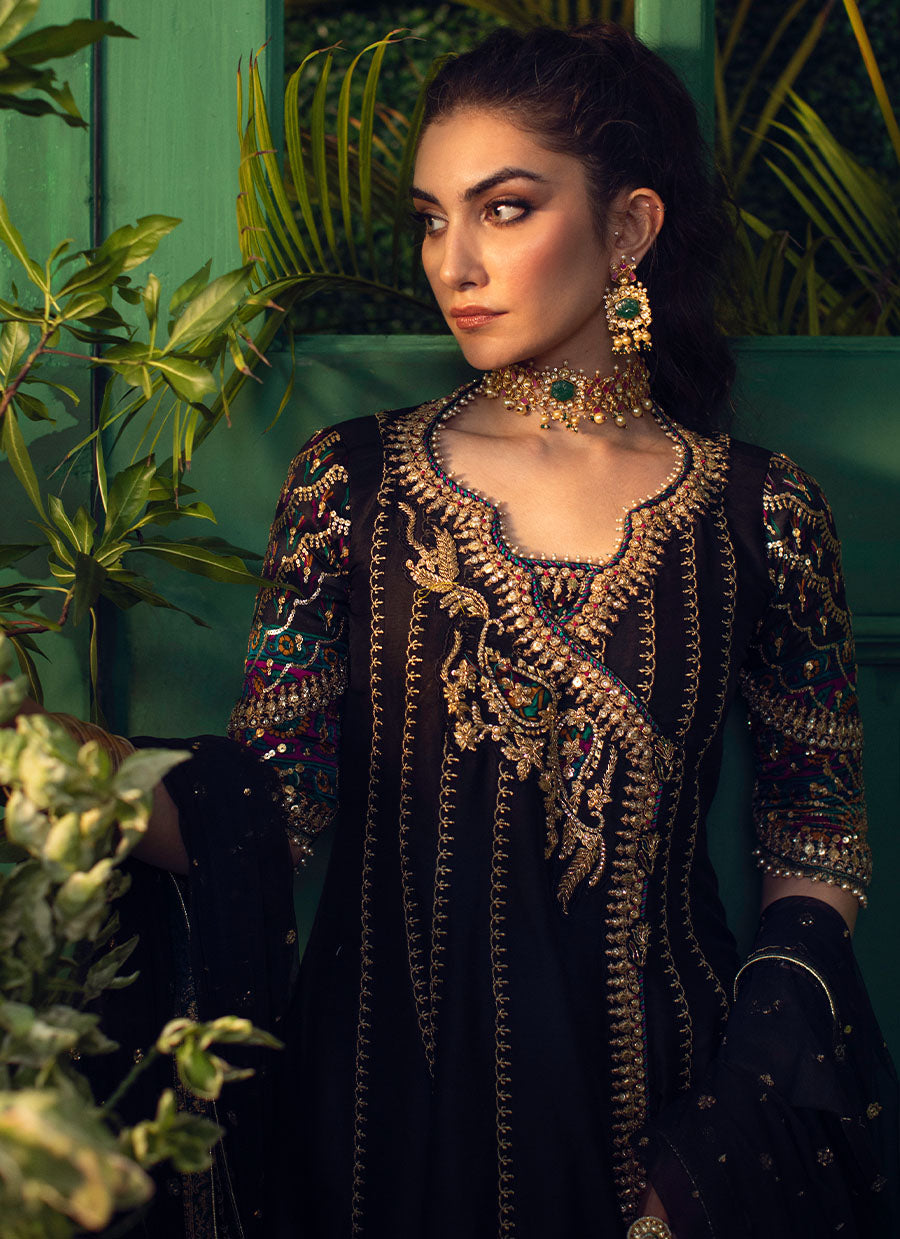 Veera Black Kalidaar Angarkha With Sequence Dupatta - FTA-FSP22-19