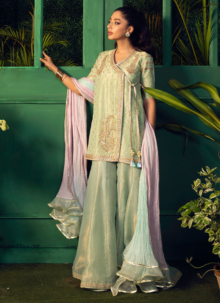Dana Aqua Wrap with Dupatta - FTA-FSP22-20