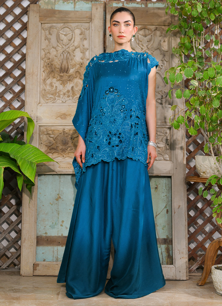 Elsie Peacock Blue Shirt Set