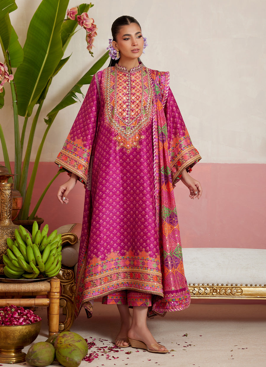 Adena Fuschia Shirt And Dupatta