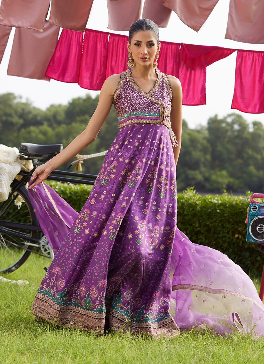 Aurora Aubergine Kalidaar And Dupatta - FTAMLP25-11
