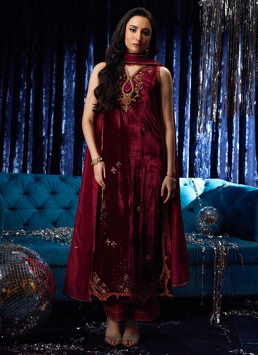 Arden Garnet Shirt And Dupatta