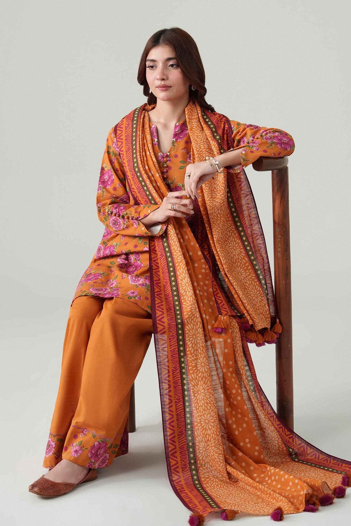 3 Piece - Dyed Printed Loose Fabric - 42604071
