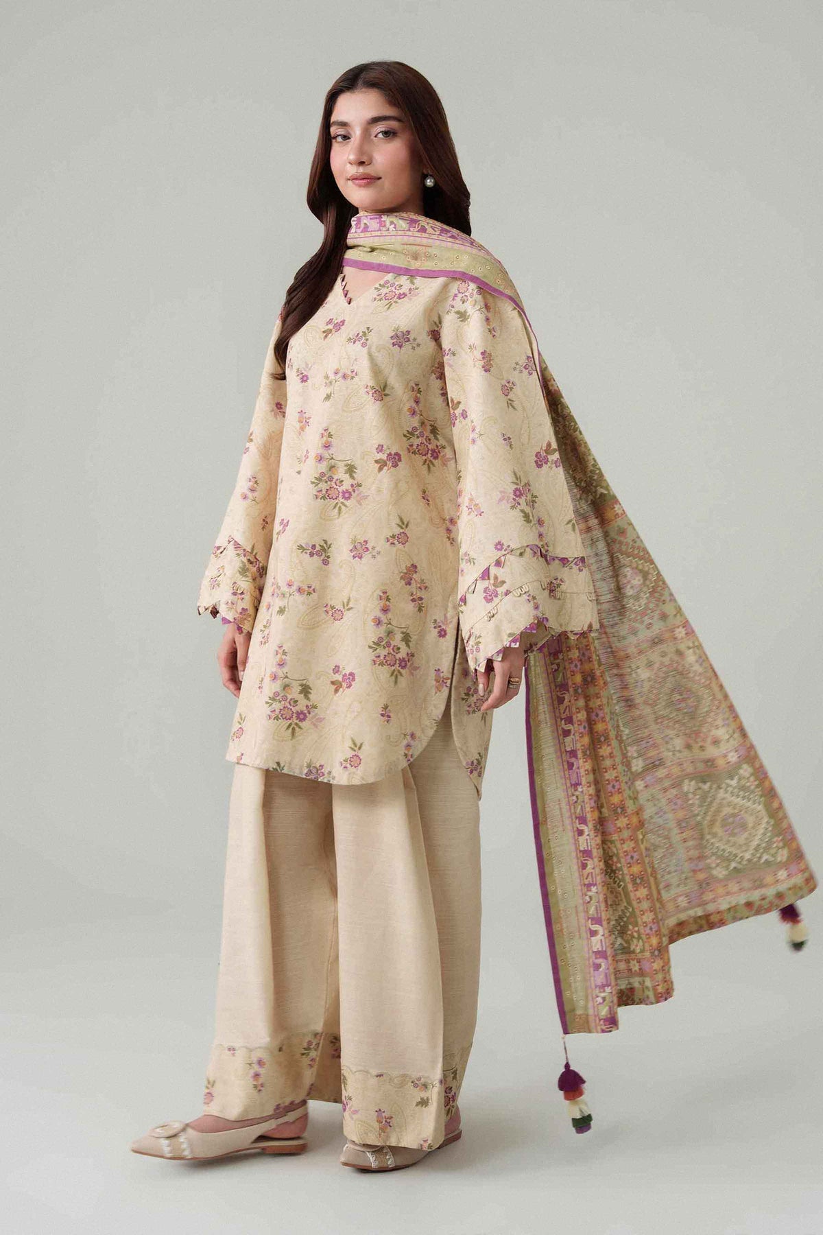 3 Piece - Dyed Printed Loose Fabric - 42604062
