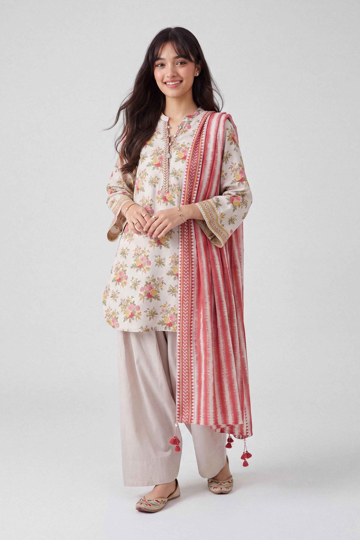 3 Piece - Dyed Printed Loose Fabric - 42604045