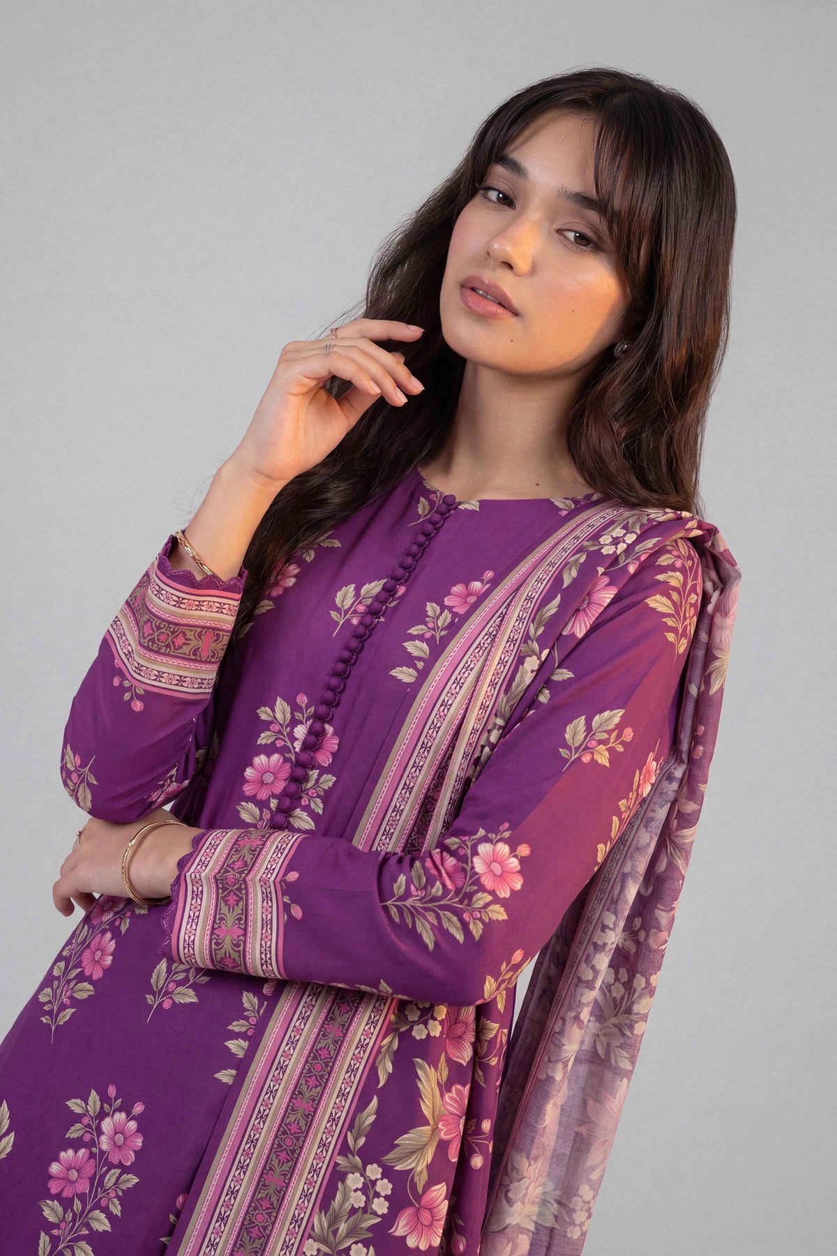 3 Piece - Dyed Printed Loose Fabric - 42604046