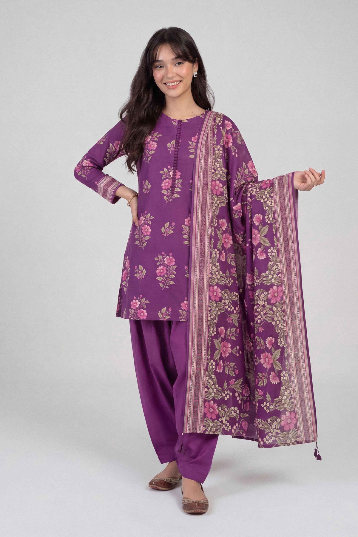 3 Piece - Dyed Printed Loose Fabric - 42604046