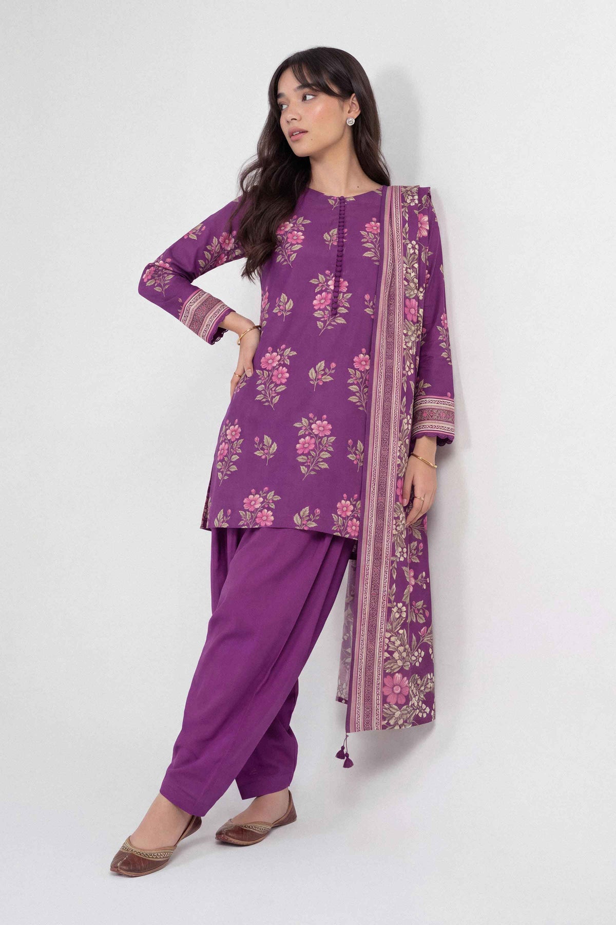 3 Piece - Dyed Printed Loose Fabric - 42604046