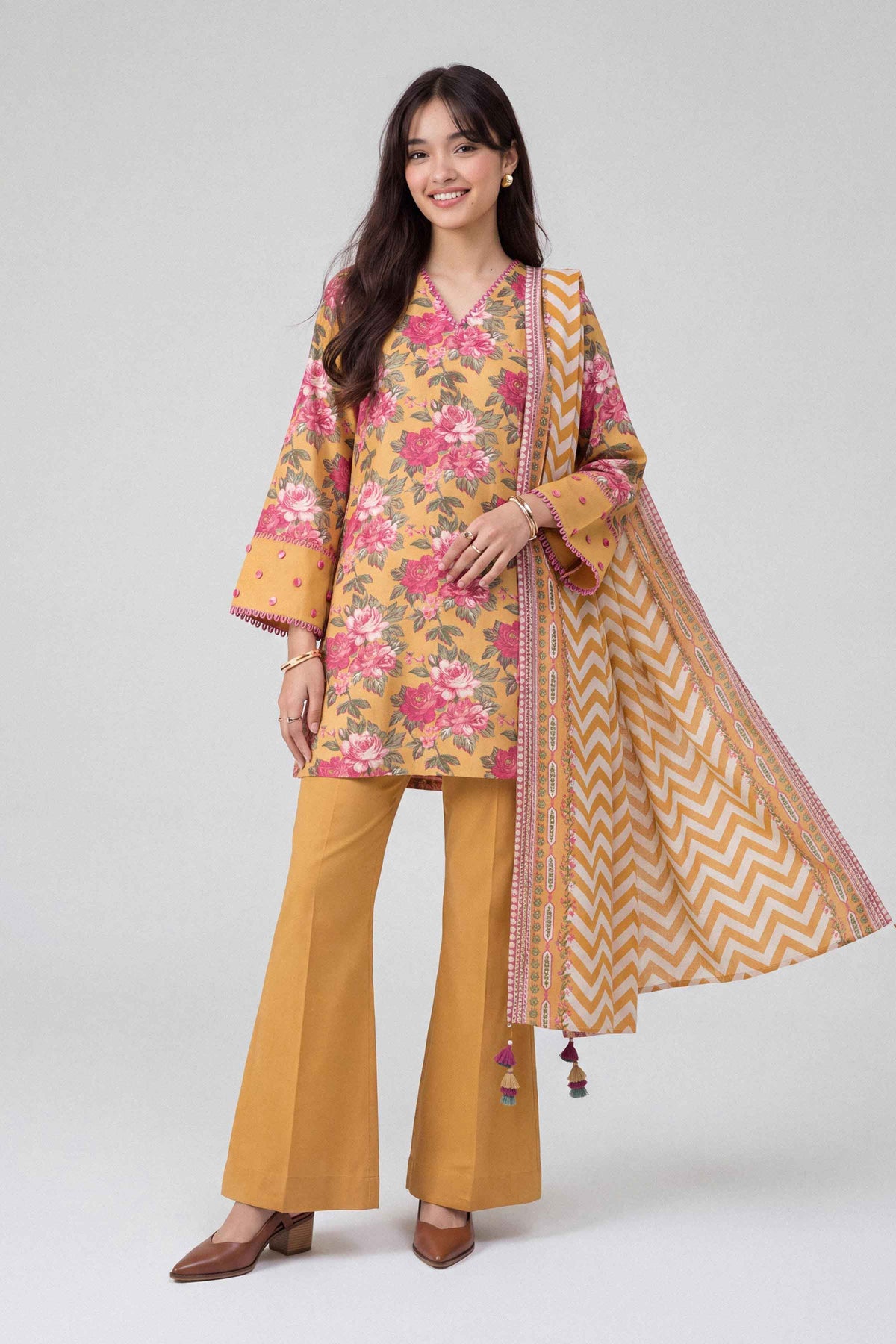 3 Piece - Dyed Printed Loose Fabric - 42604048