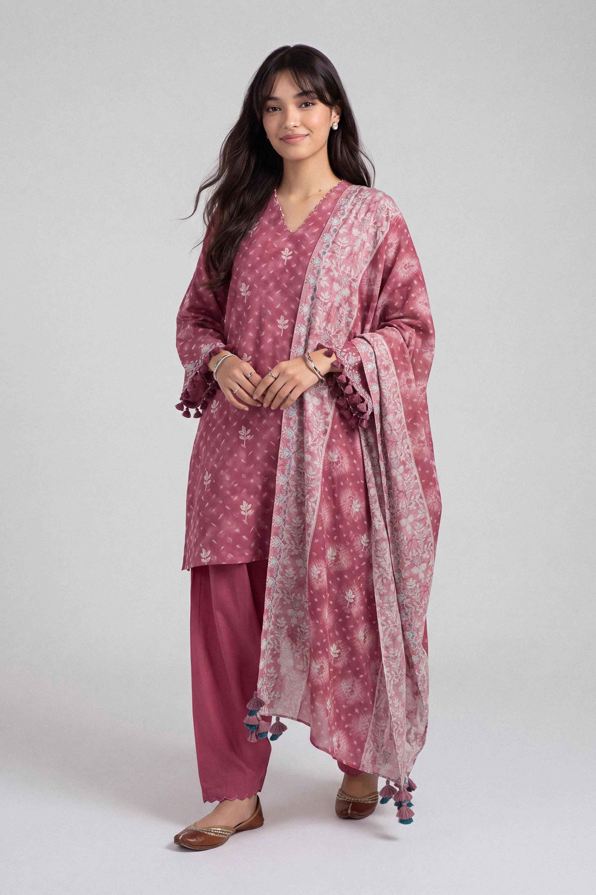 3 Piece - Dyed Printed Loose Fabric - 42604051