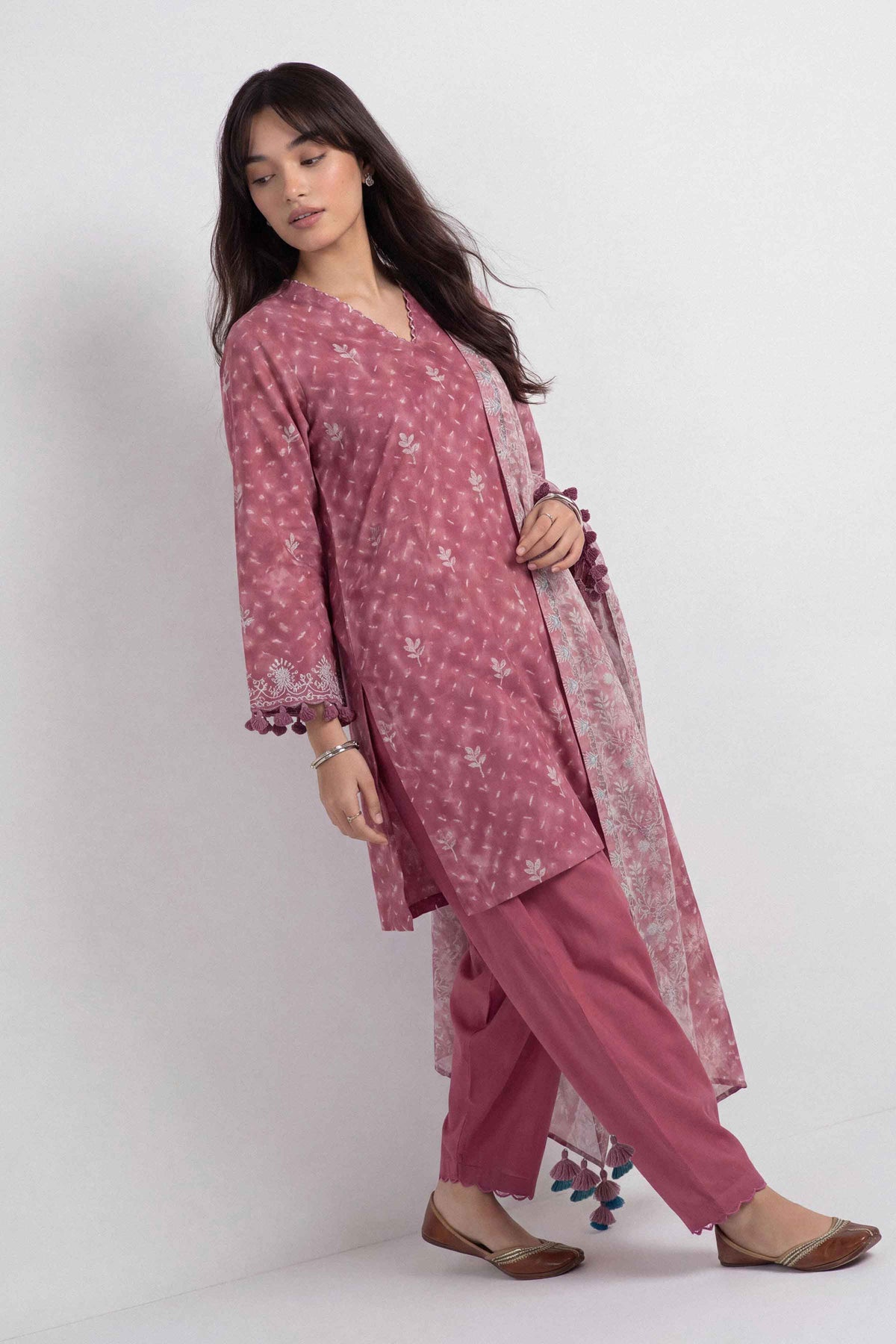 3 Piece - Dyed Printed Loose Fabric - 42604051