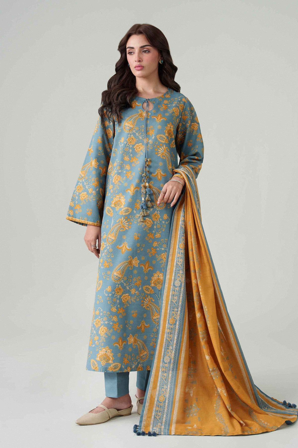 3 Piece - Dyed Printed Loose Fabric - 42604063