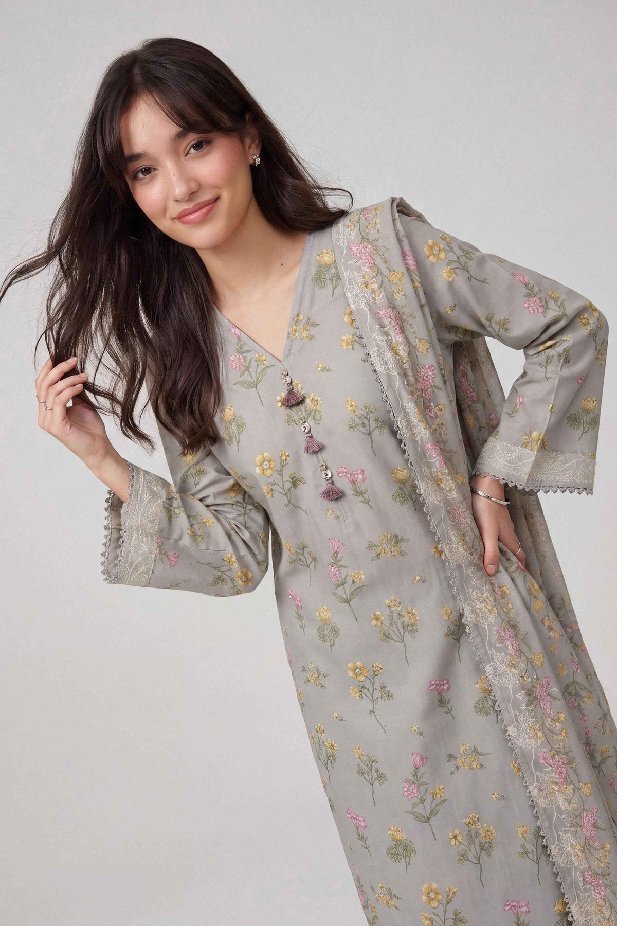 3 Piece - Dyed Printed Loose Fabric - 42604057