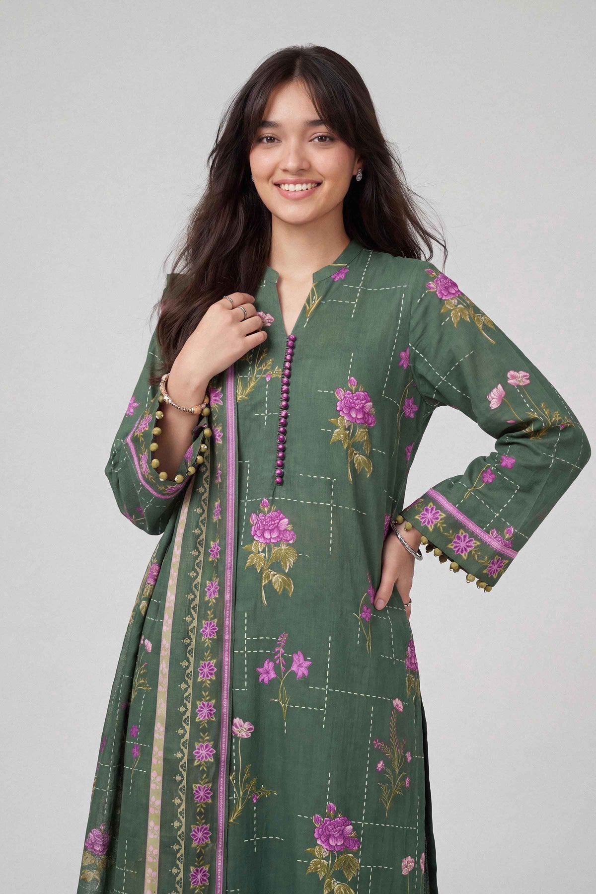 3 Piece - Dyed Printed Loose Fabric - 42604058