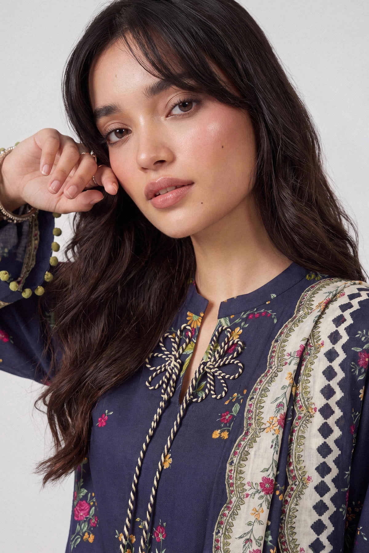 3 Piece - Dyed Printed Loose Fabric - 42604059
