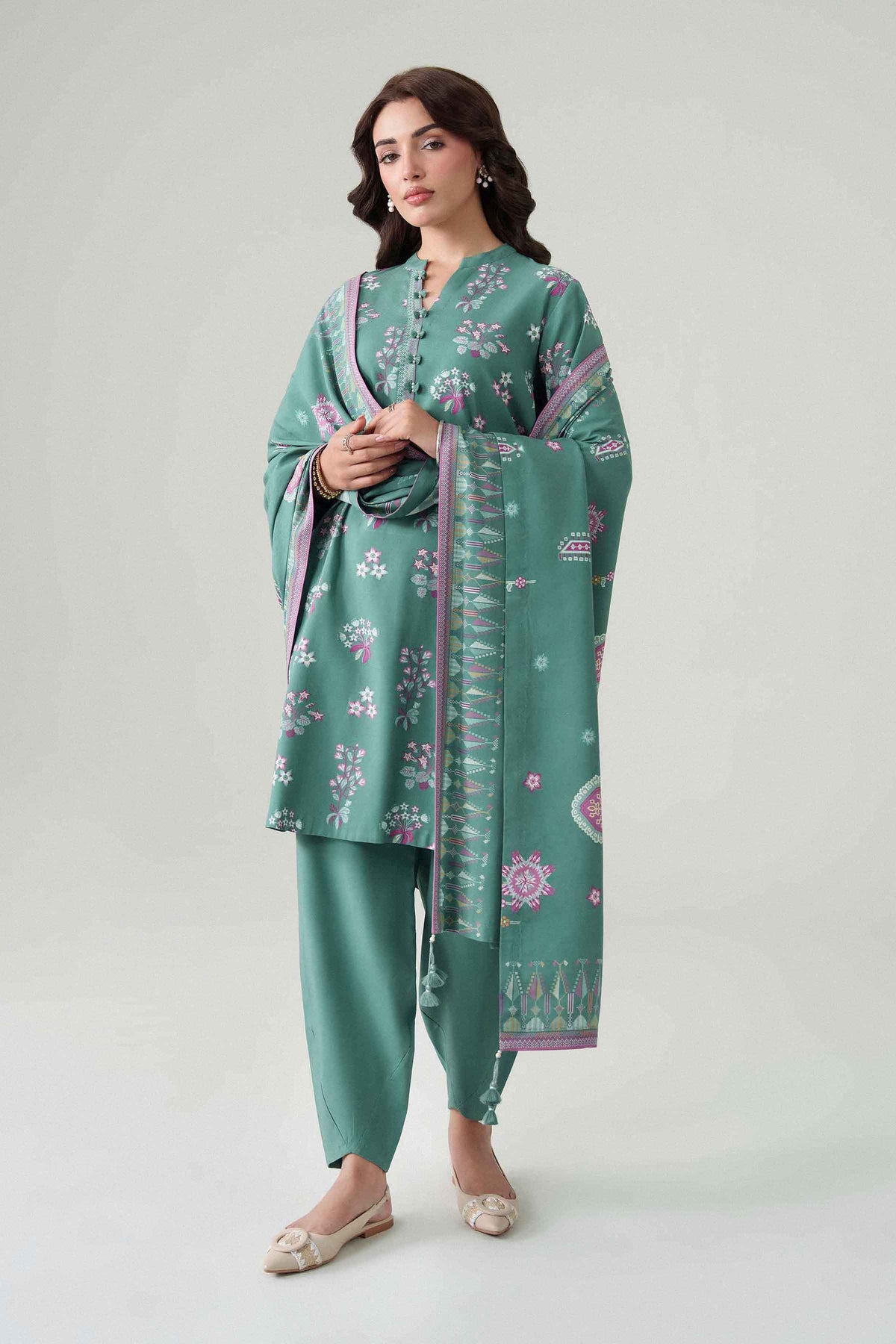 3 Piece - Digital Dyed Printed Loose Fabric - 42604090