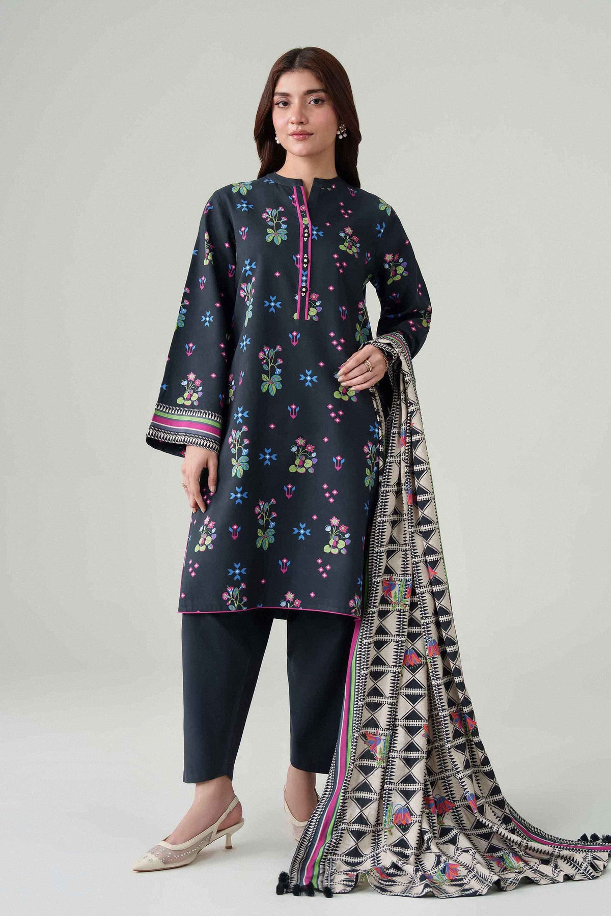 3 Piece - Digital Dyed Printed Loose Fabric - 42604094