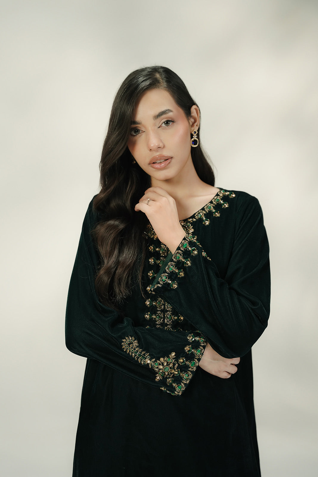 2 Piece Velvet Embroidered Suit (FV0020)