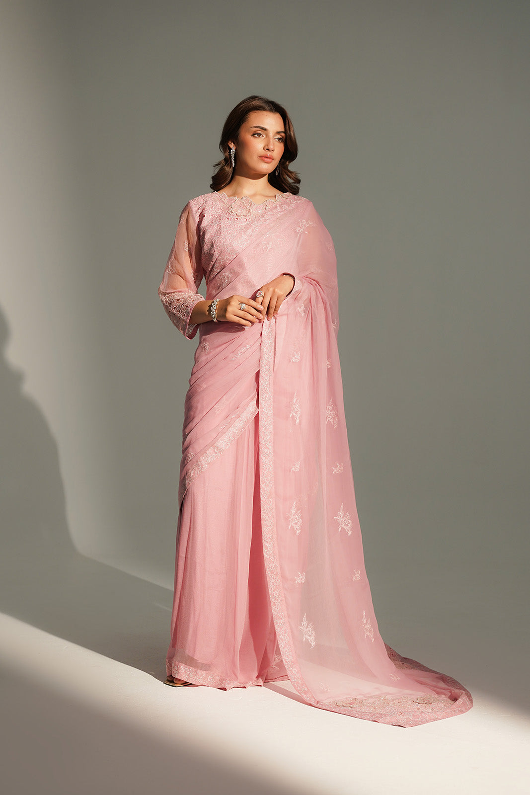 3 Piece Chiffon Embroidered Suit (FW0020)