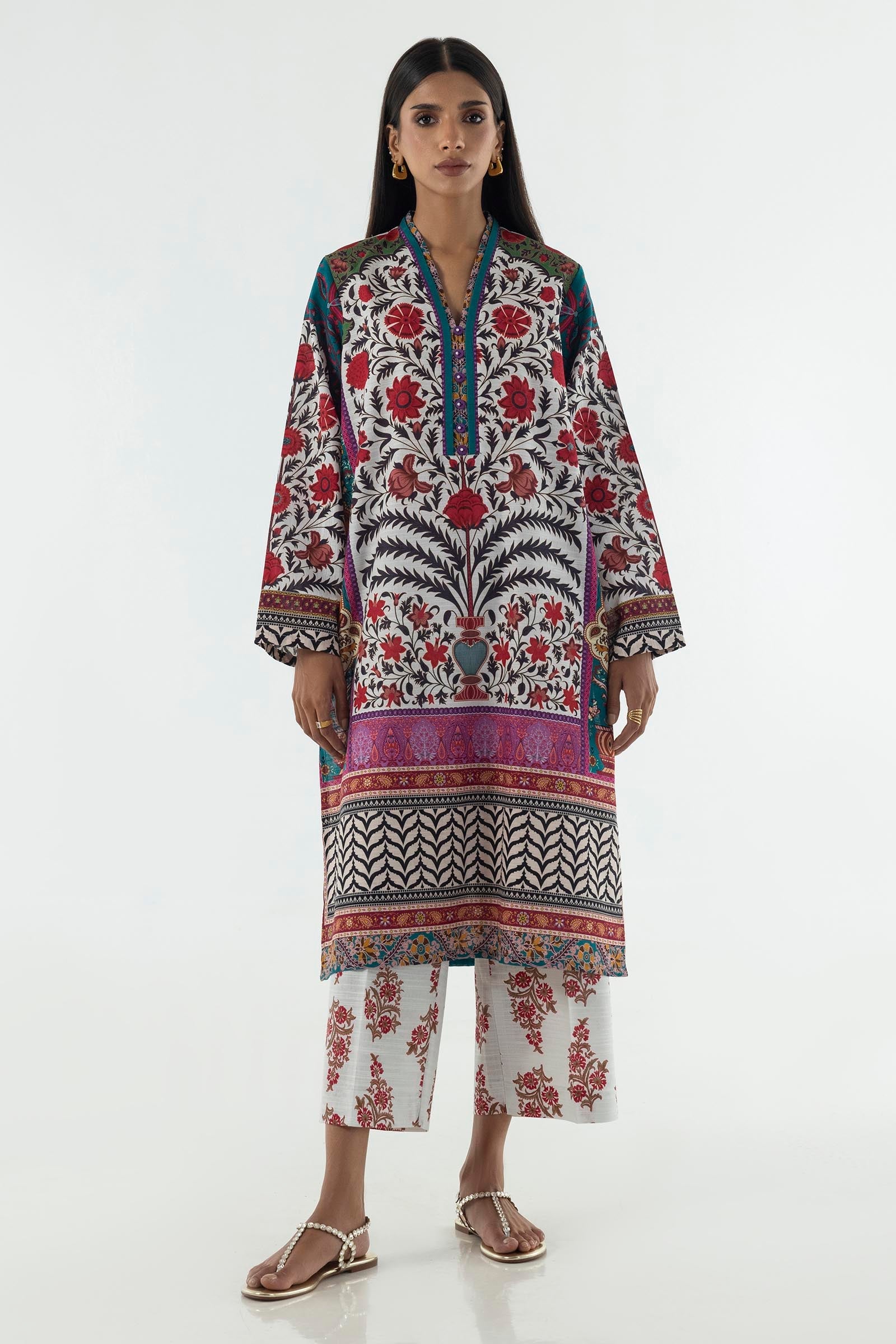 Stitched Basic Printed Shirt + Culotte
