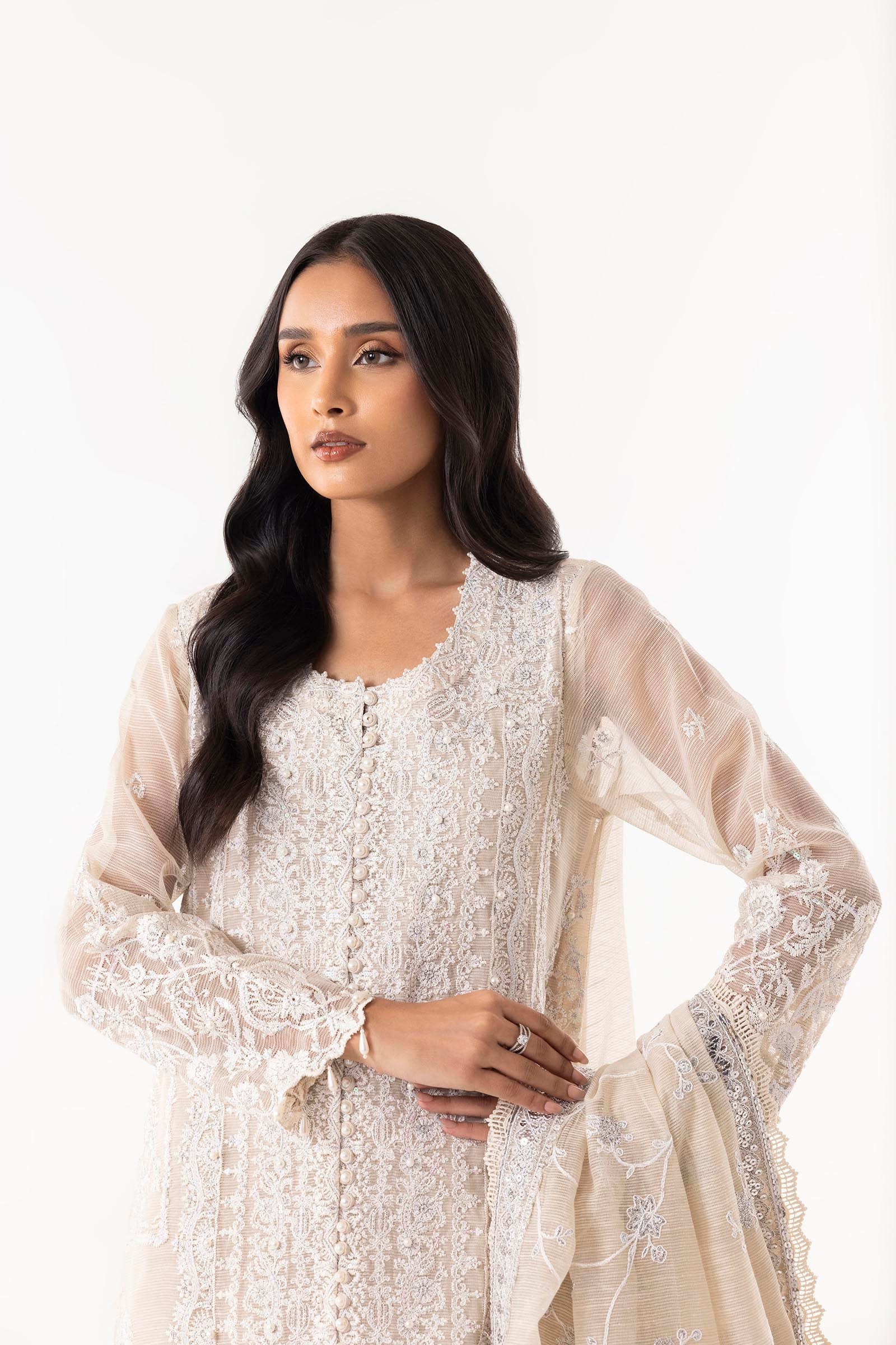 Stitched Embriodered Shirt+Culotte+Dupatta