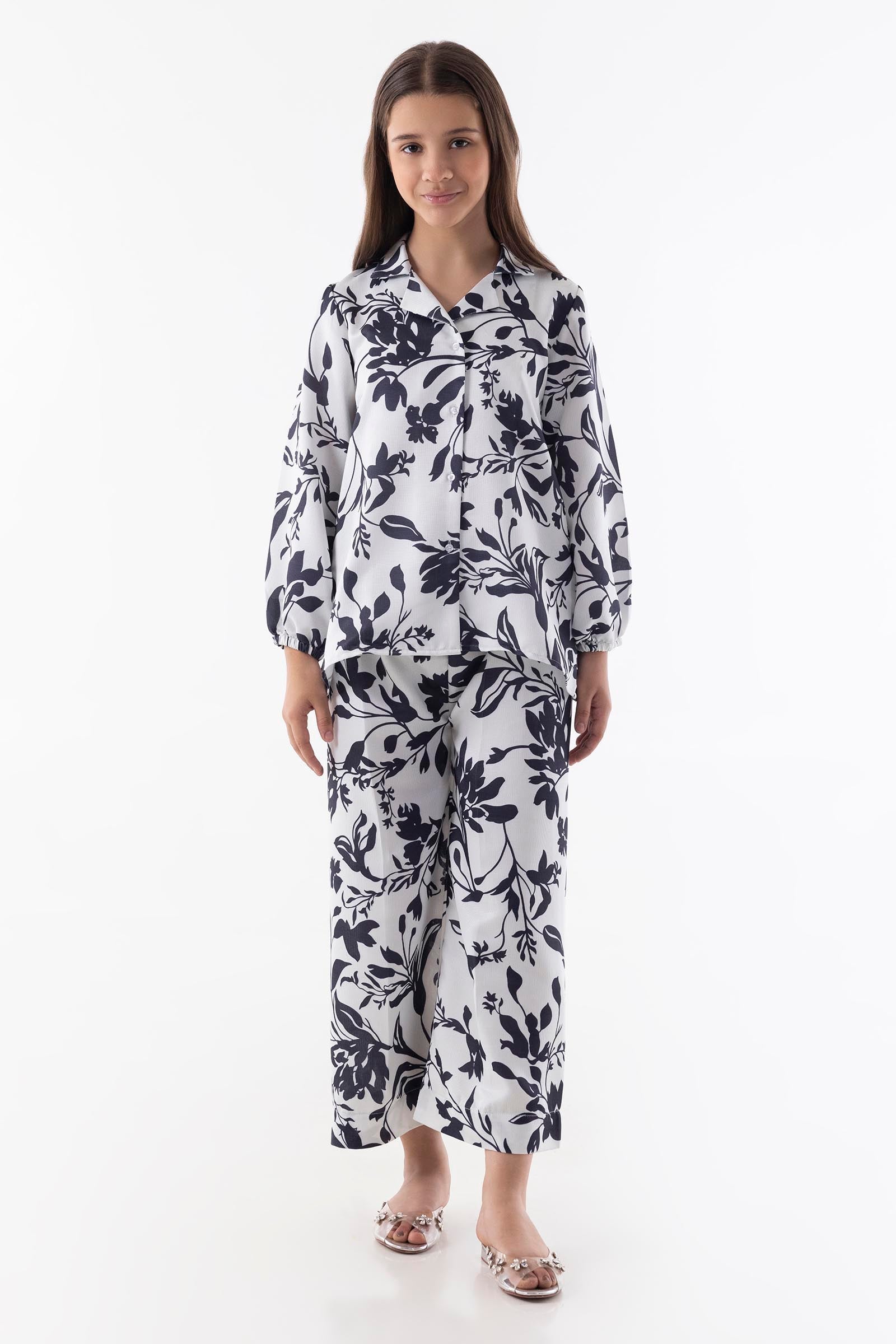 Stitched Kids Yellow Printed Shirt + Culotte