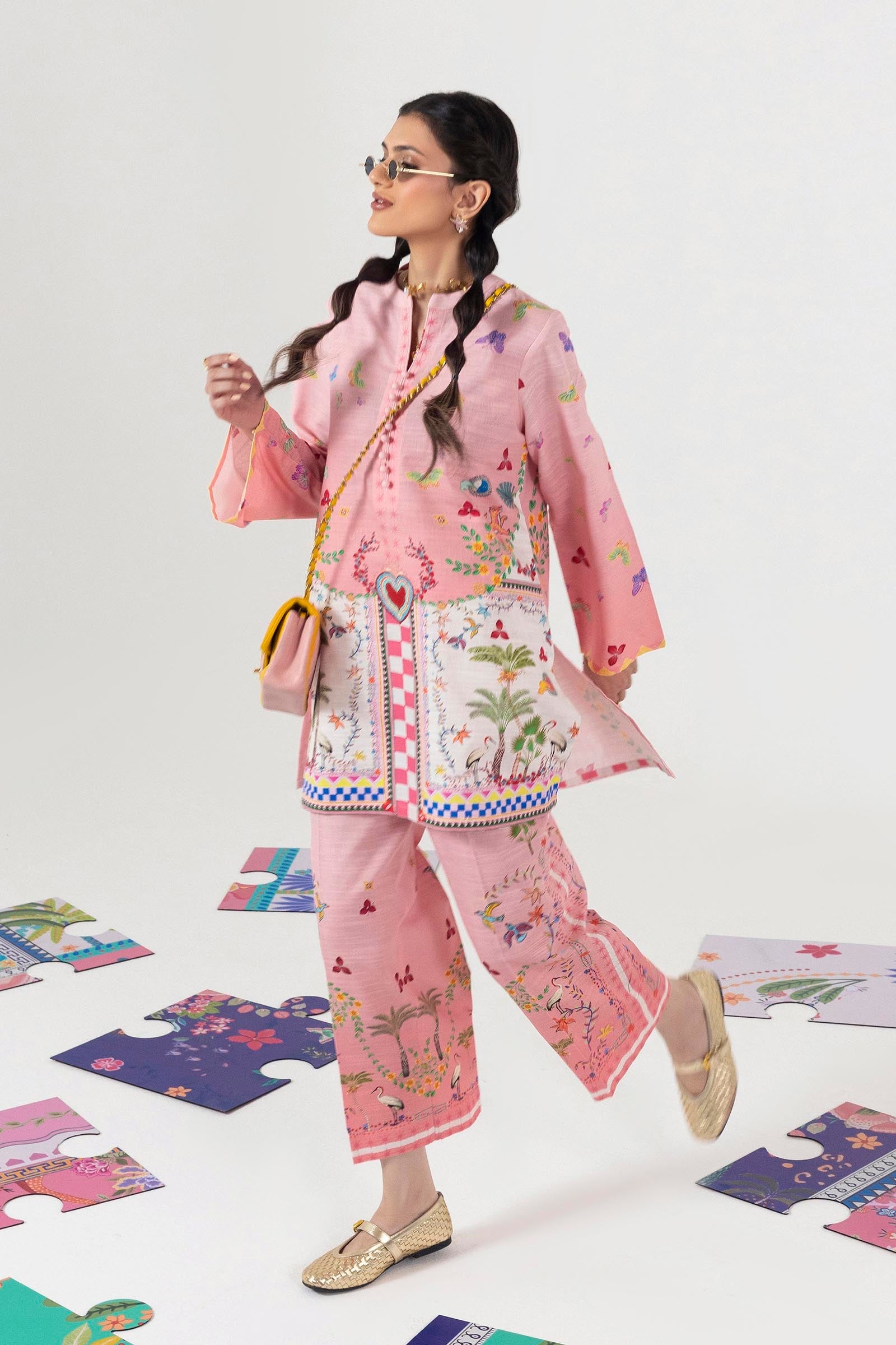 Stitched Printed Khaddar Shirt + Culotte