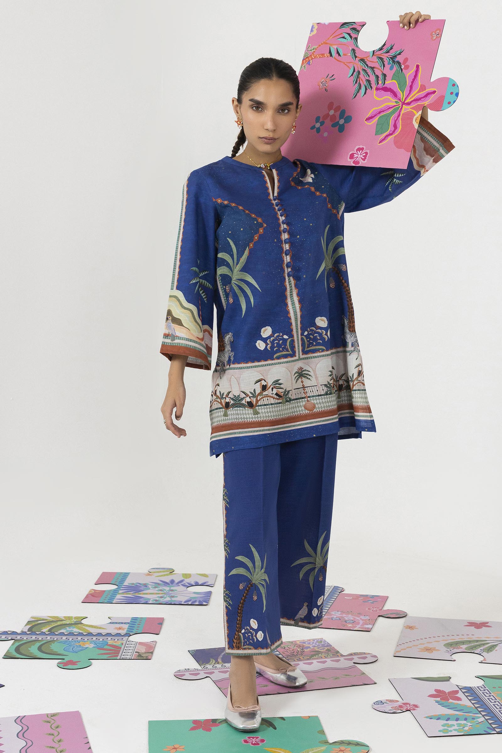 Stitched Printed Khaddar Shirt