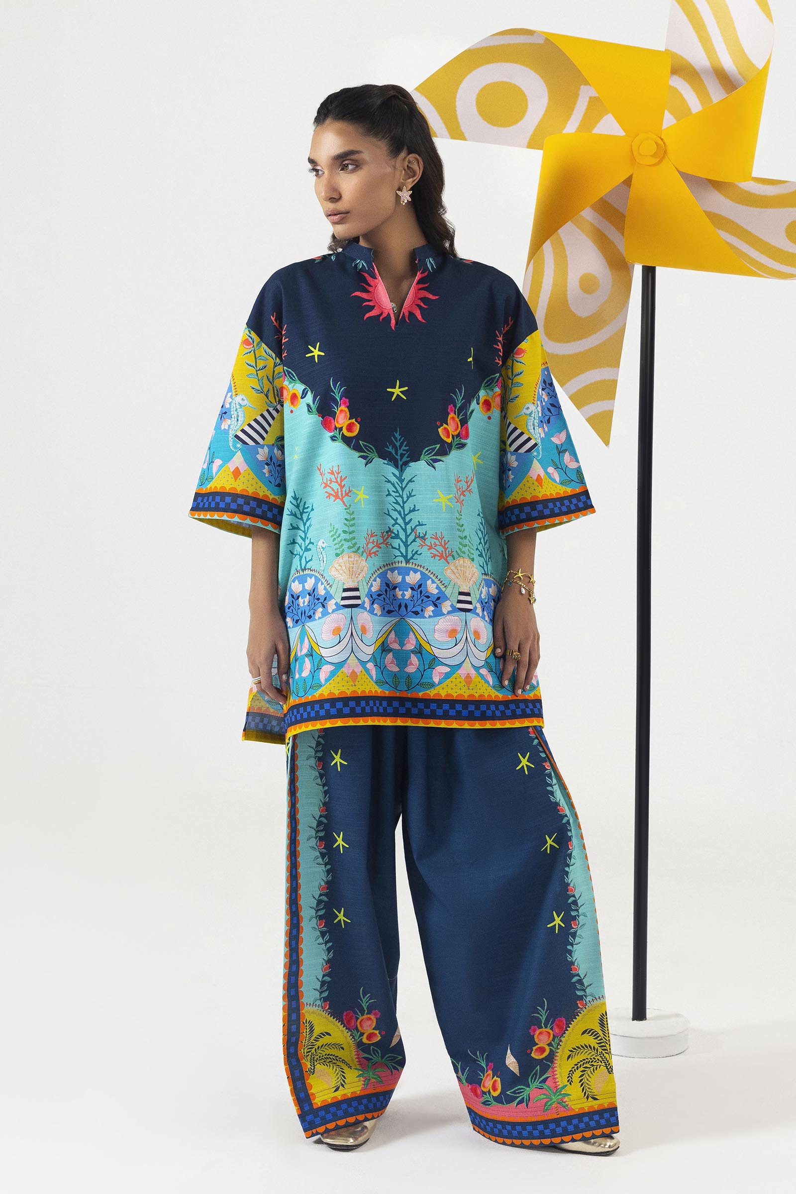 Stitched Printed Khaddar Shirt
