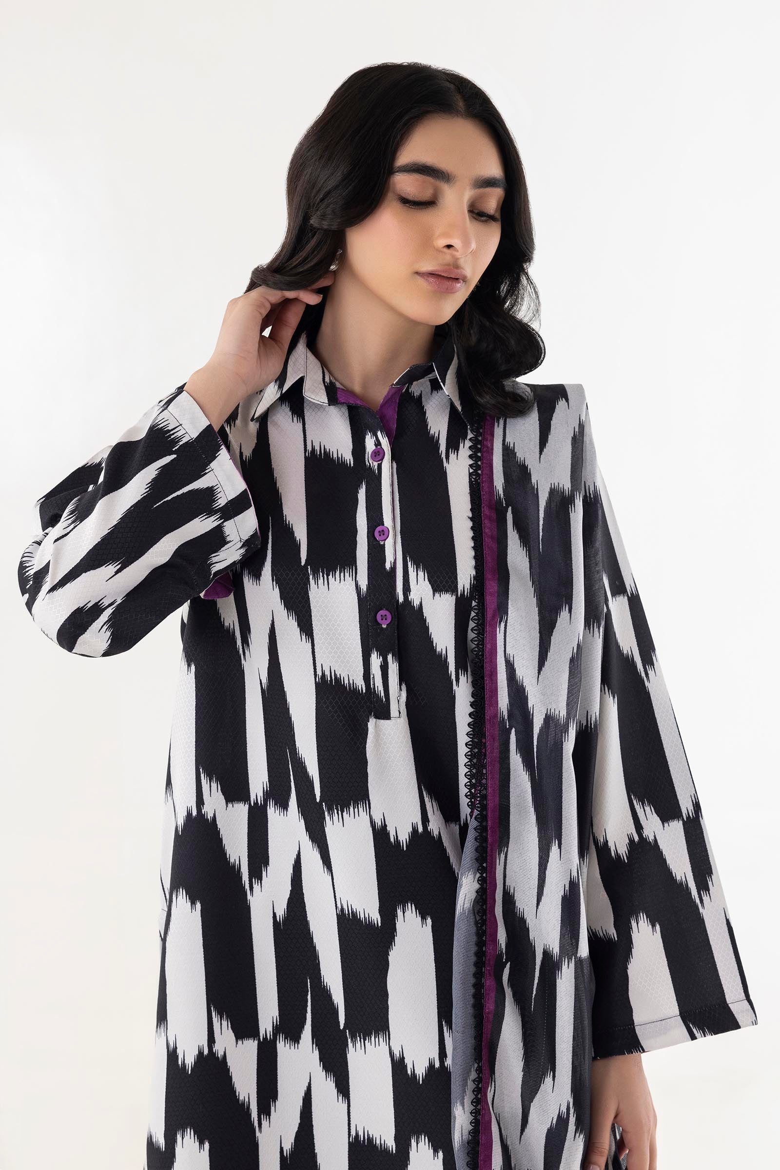 Stitched Printed Jacquard Shirt