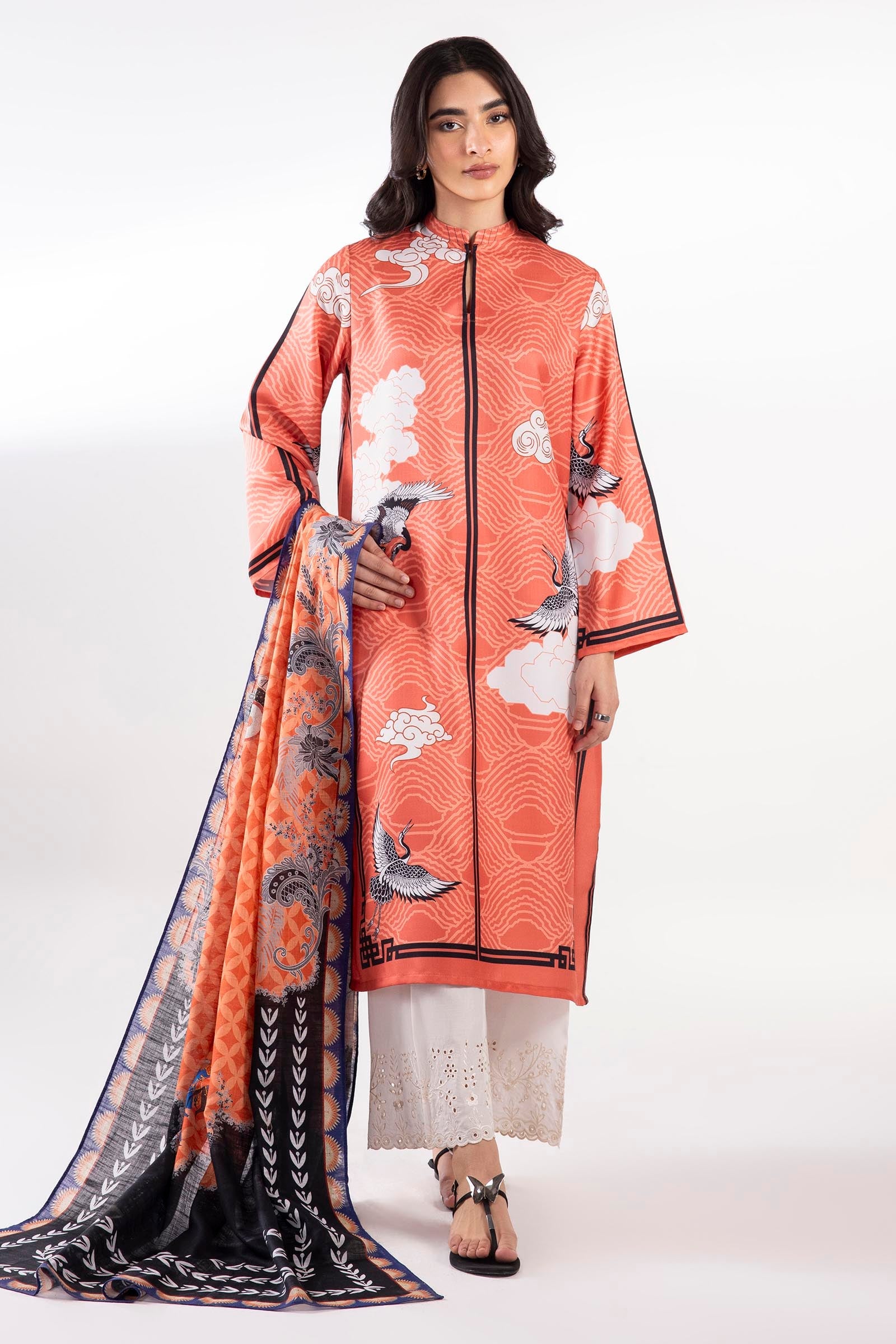 Stitched Printed Slub Dupatta