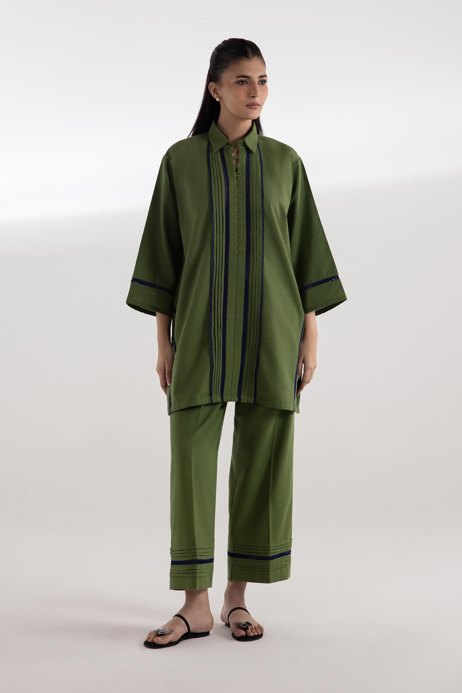 Stitched Slub Khaddar Shirt + Bottom