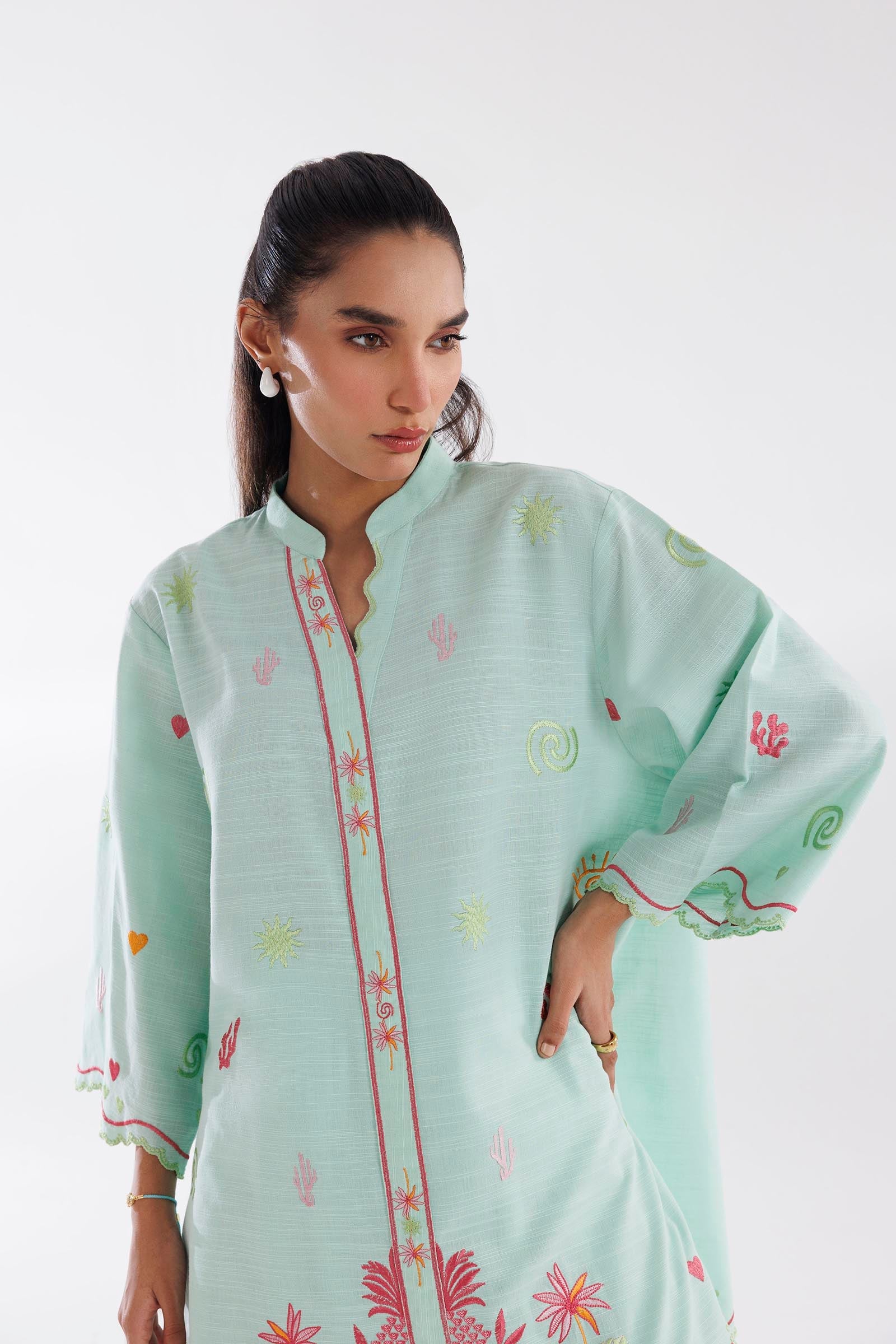 Stitched Embroidered Khaddar Shirt + Shalwar