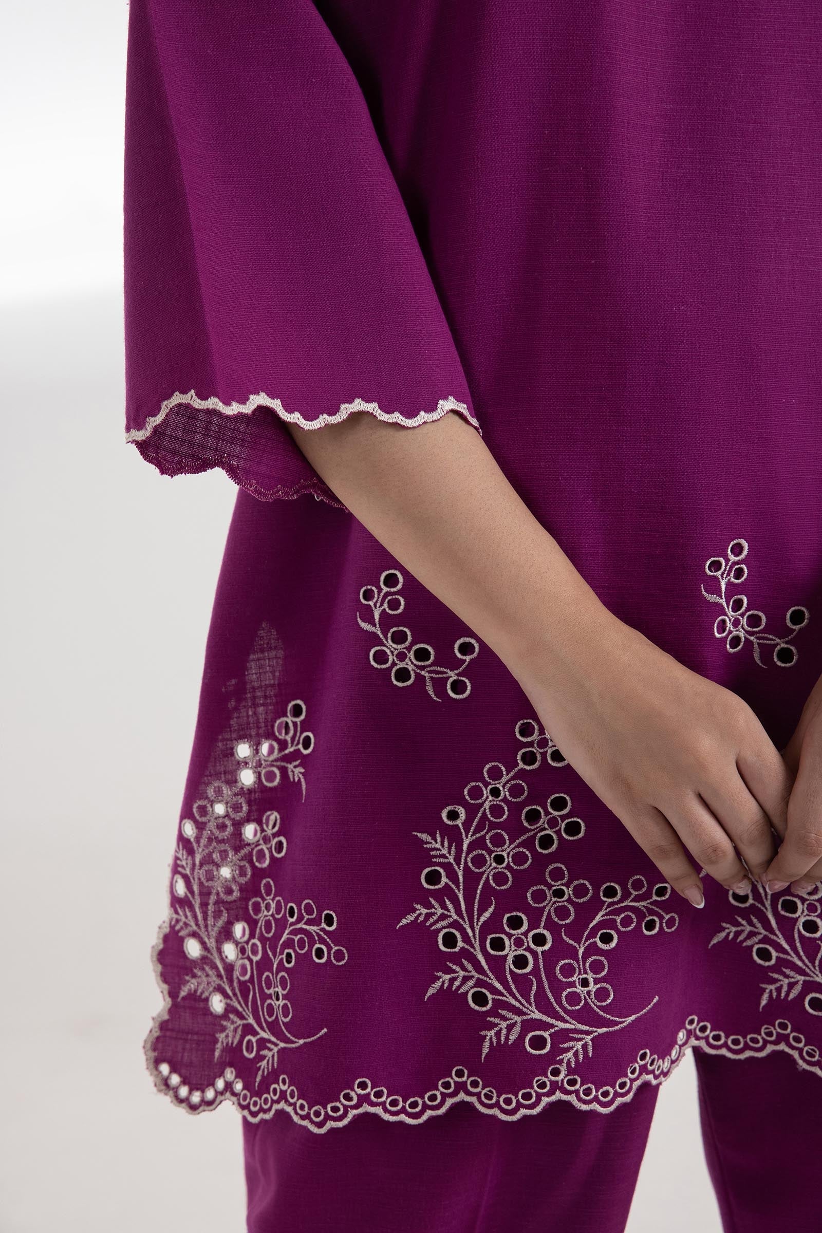 Stitched Slub KhaddarShirt + Culotte