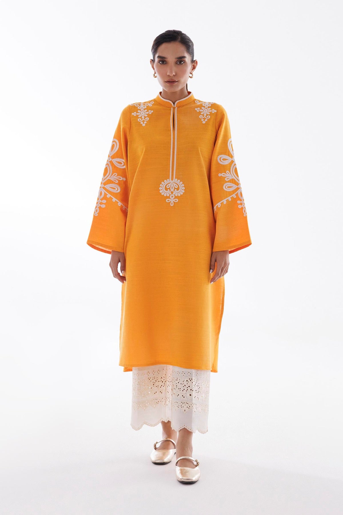 Stitched Embroidered Slub Khaddar Shirt