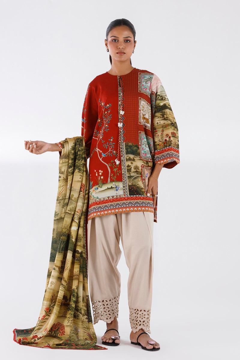 Stitched Printed Linen Shirt + Dupatta