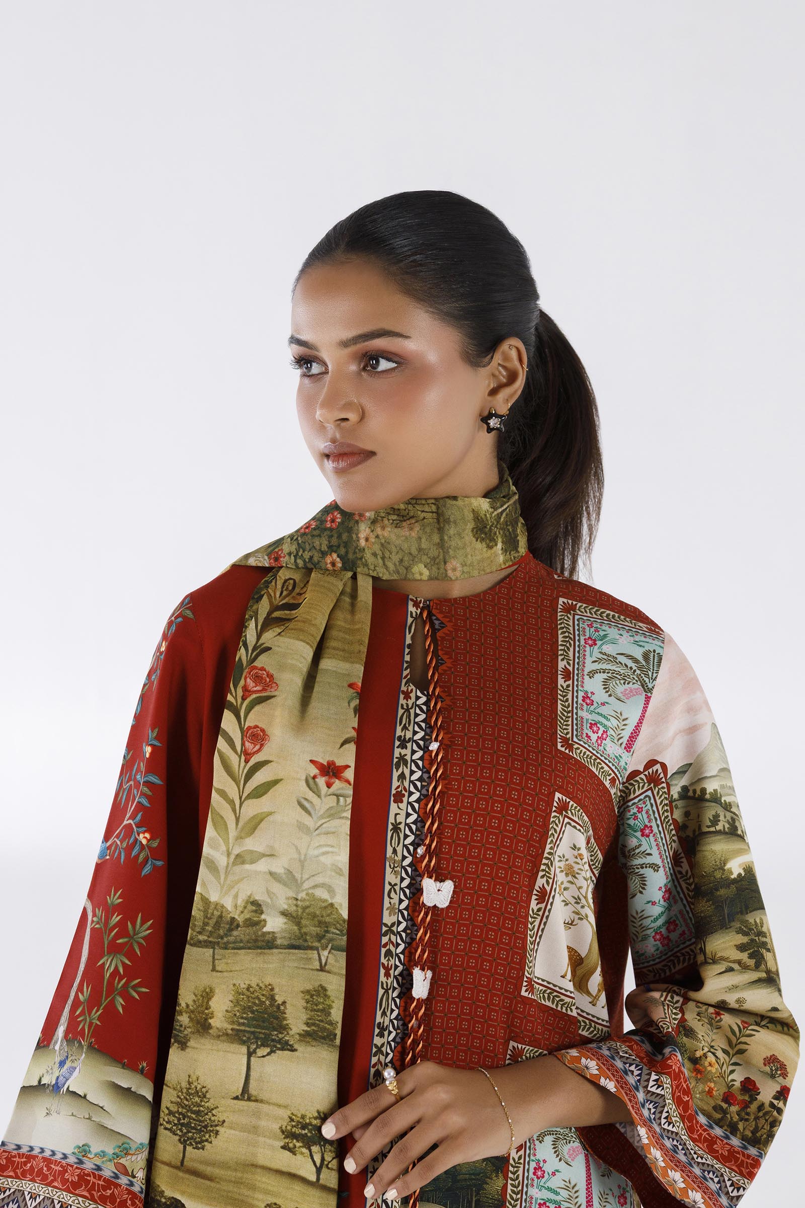 Stitched Printed Linen Shirt + Dupatta