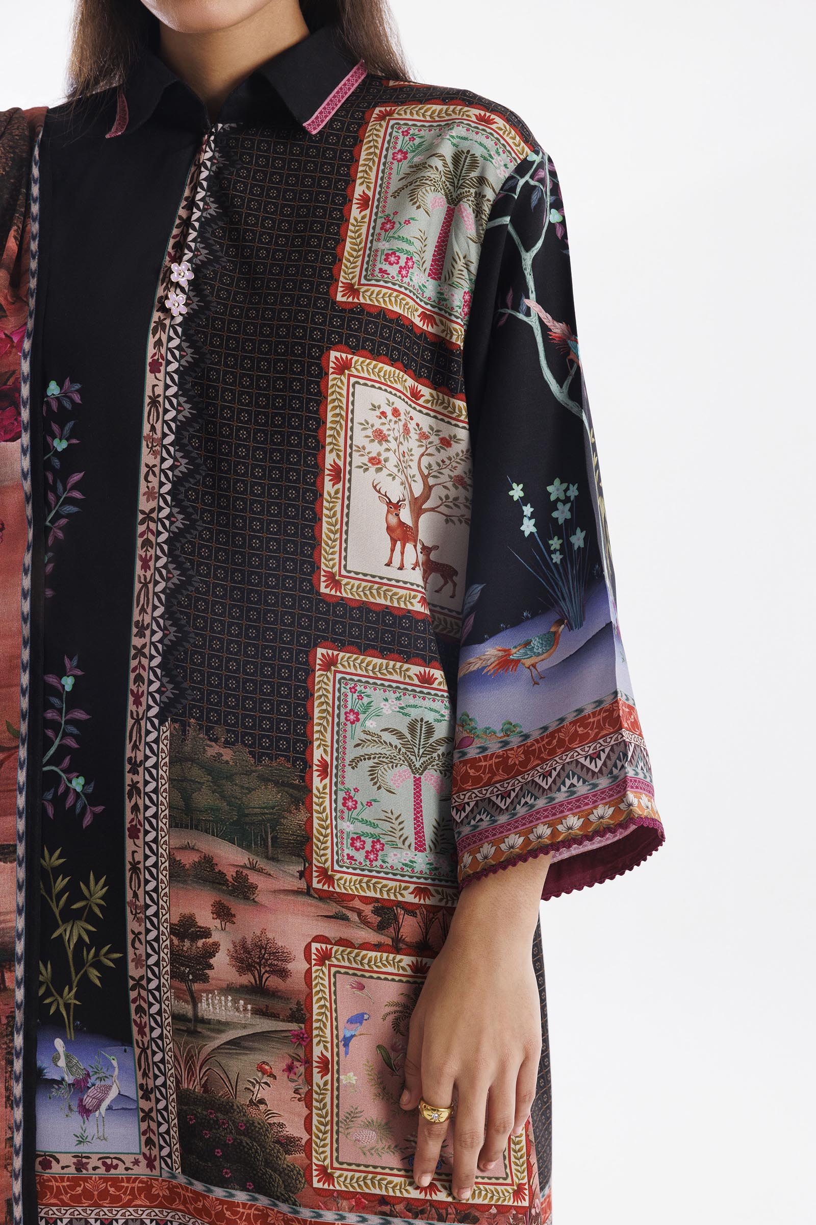 Stitched Mahay Printed Linen Shirt + Dupatta
