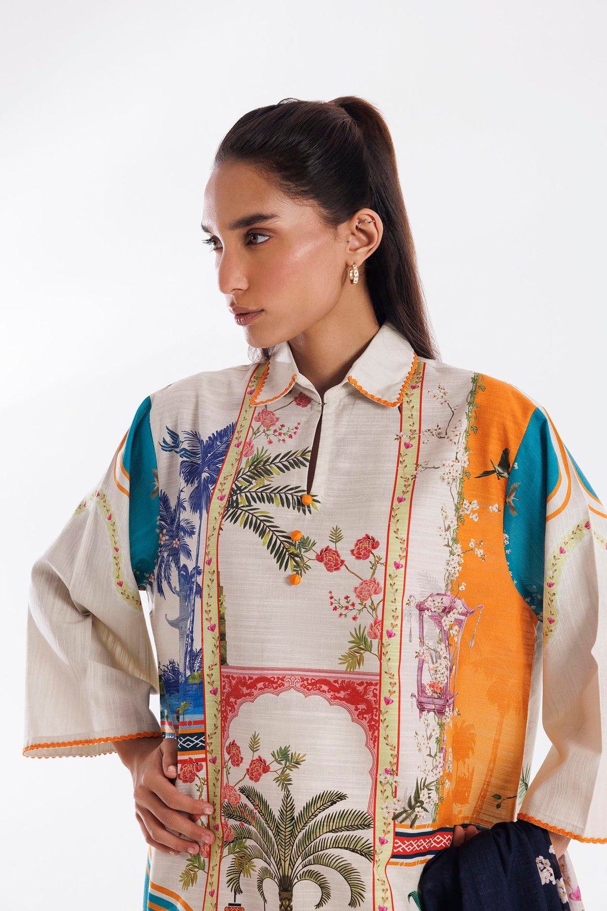 Stitched Mahay Printed Khaddar Shirt + Dupatta