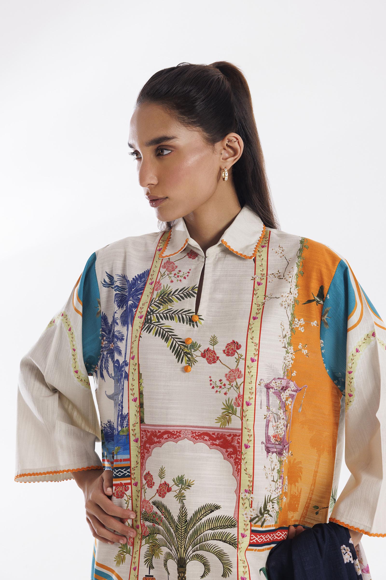 Stitched Mahay Printed Khaddar Shirt + Dupatta