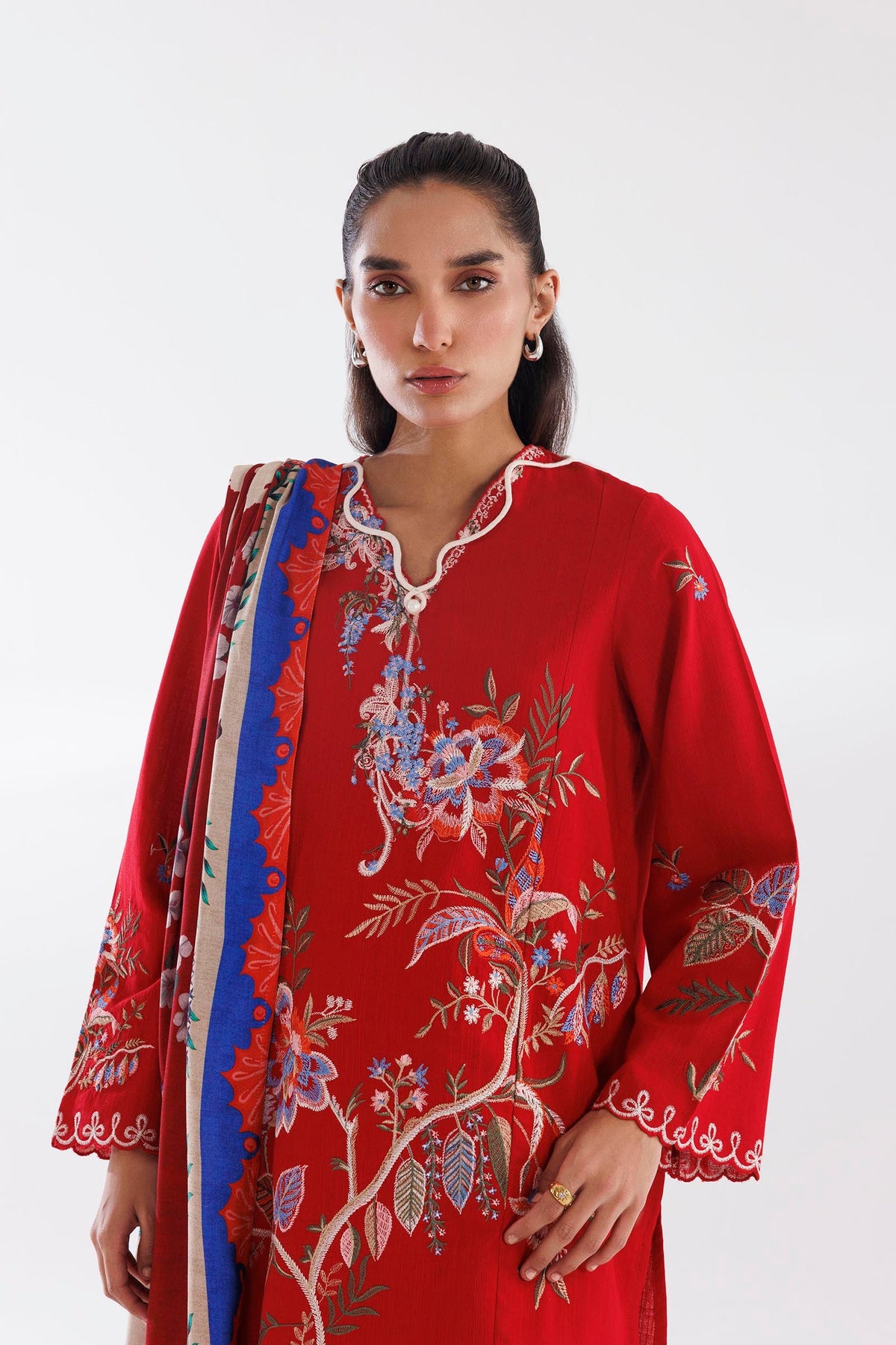 Stitched Khaddar Muzlin Suit
