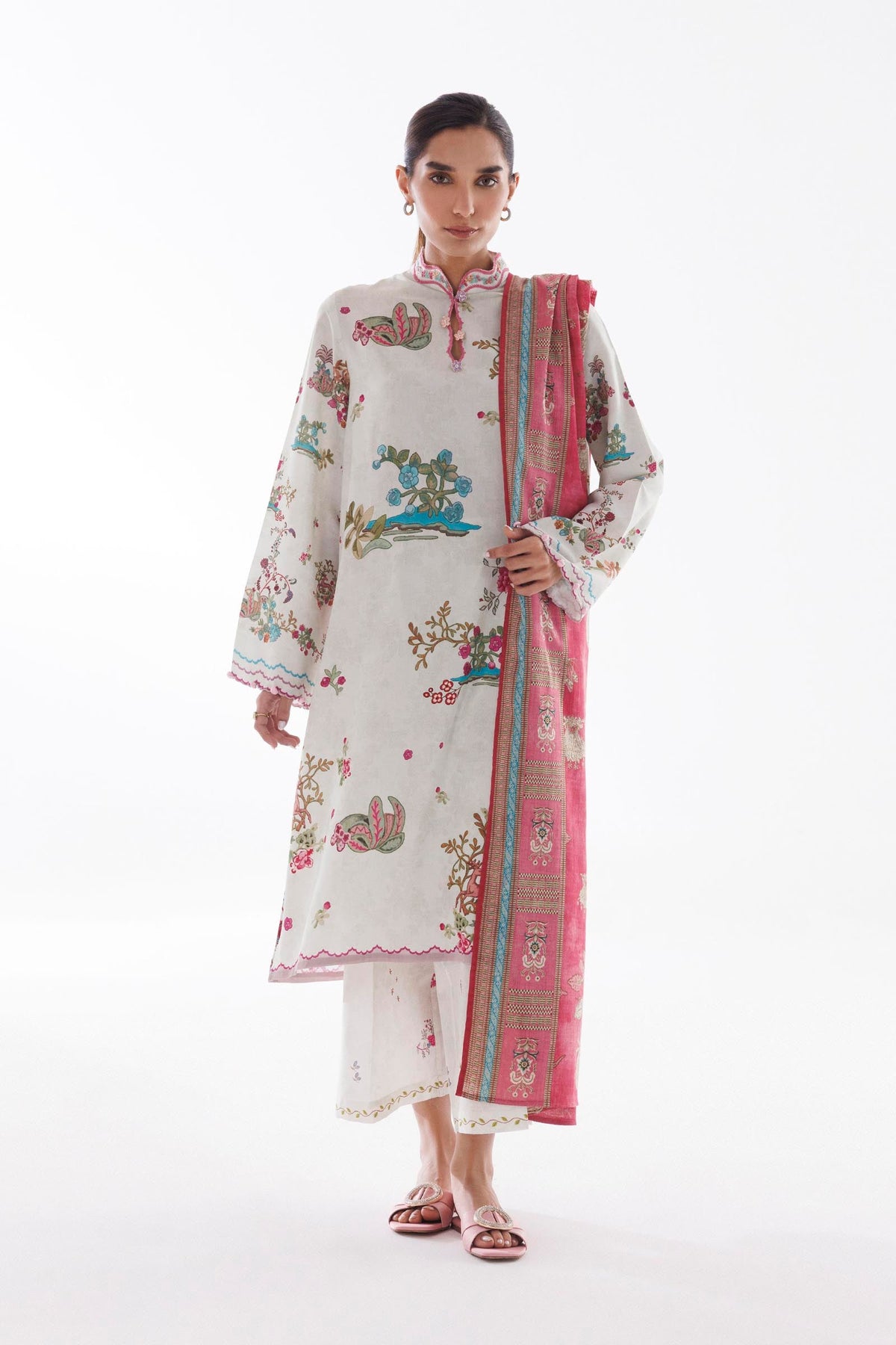 Stitched Linen Muzlin Suit