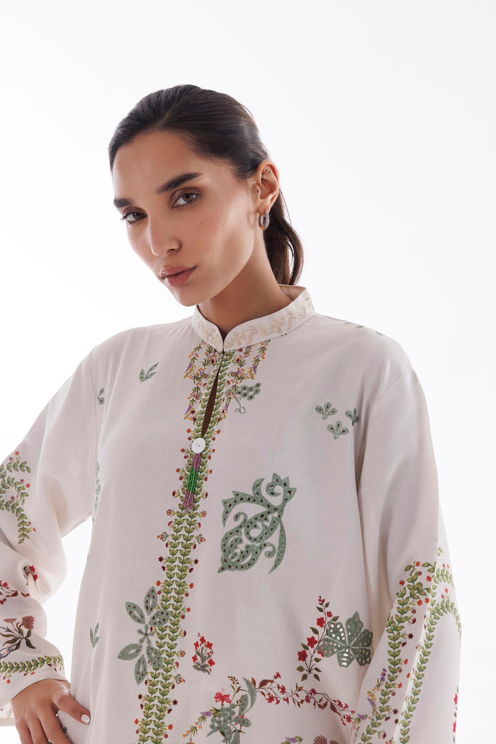 Stitched Linen Muzlin Suit